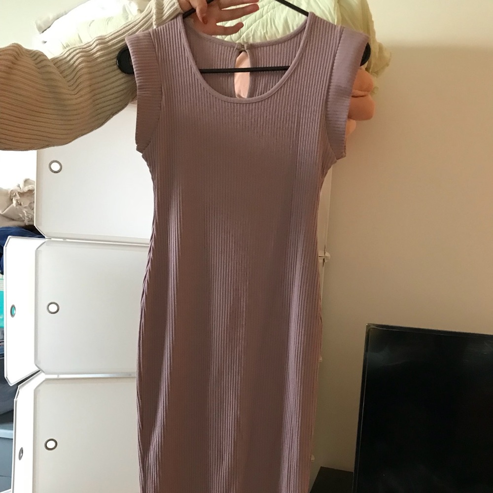 Purple long skinny dress.